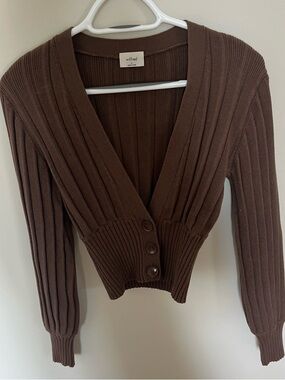 Wilfred Chocolate Brown Plunge Front Cardigan